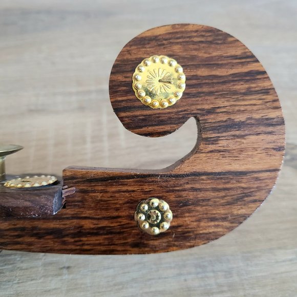 Vintage wooden and brass gondola boat Viking ship shape candleholder. - Picture 9 of 10